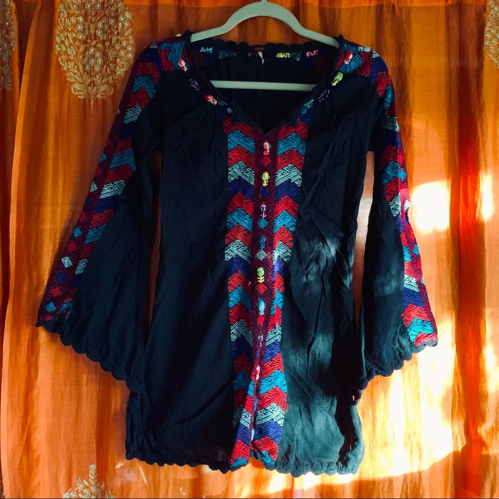 Free People Hippie Embroidered Mini Dress